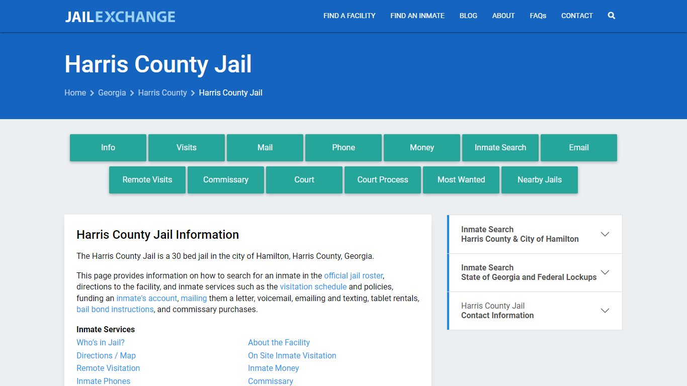 Harris County Jail, GA Inmate Search, Information